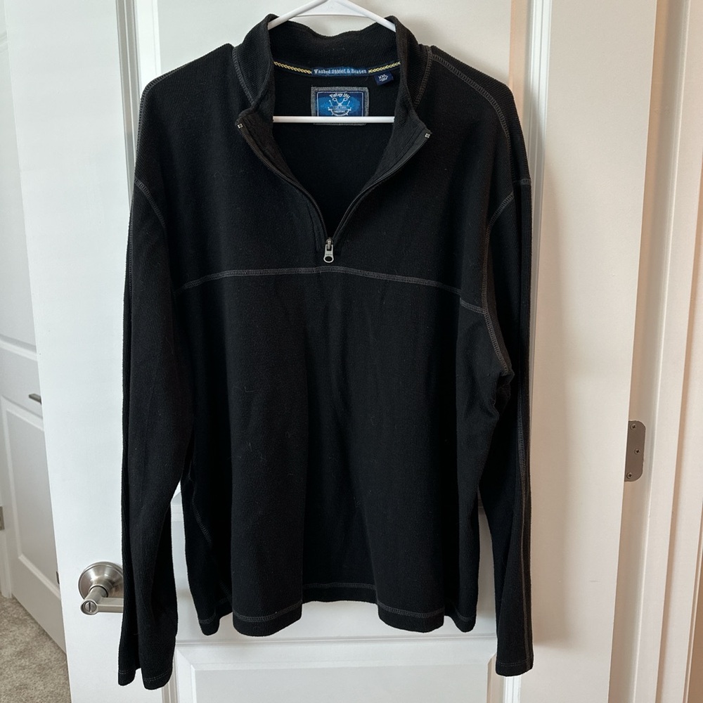 Vintage 1946 Men's Black Quarter-Zip Sweater